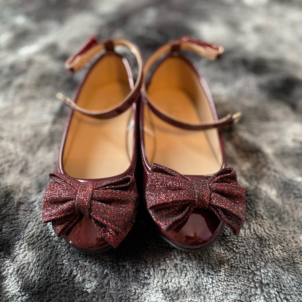 Elegant Burgundy Kids Dress Shoes with Bow